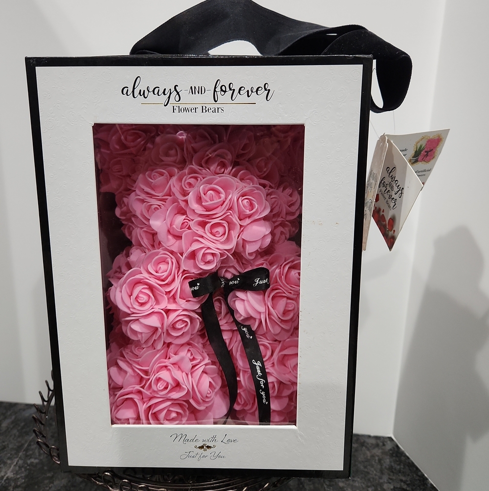 Always and Forever Pink Rose Flower Bear by